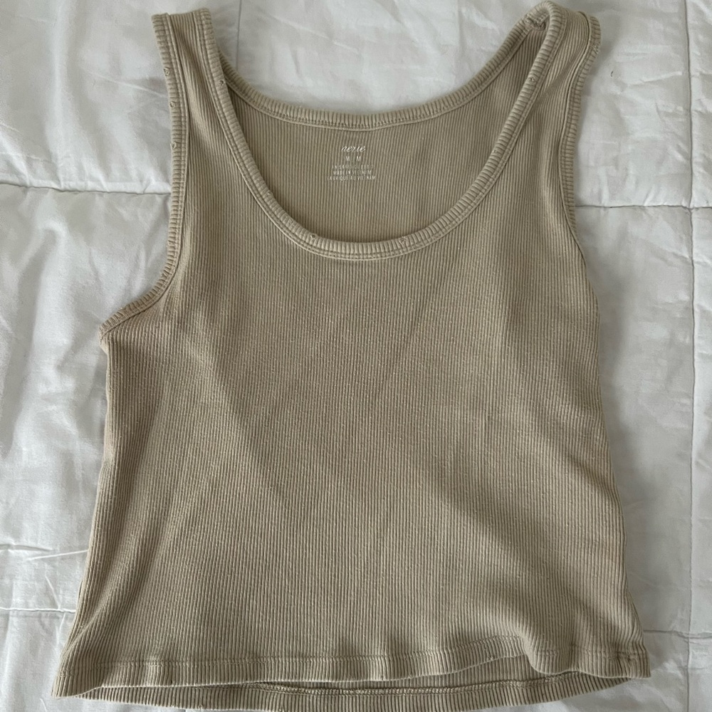 Aerie beige ribbed tank